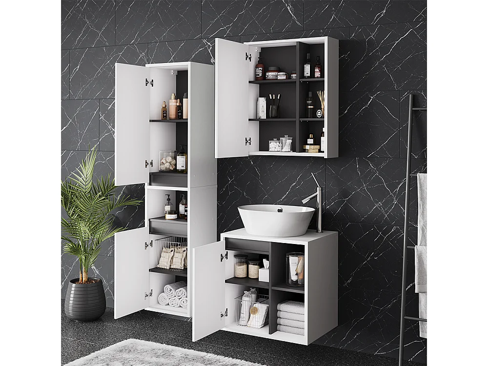 Set di mobili da bagno bianco/grigio 60x45.5x60 viola