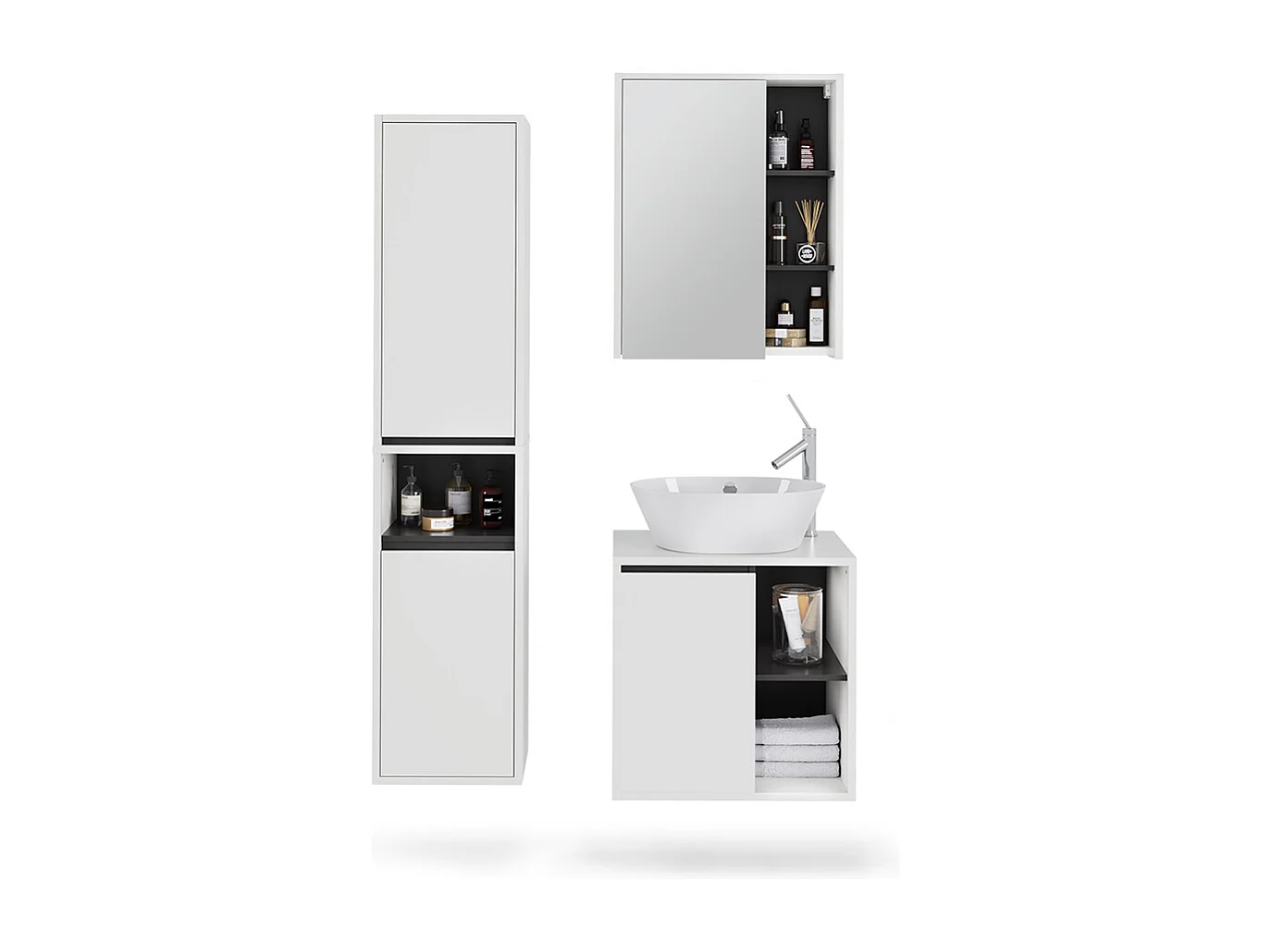 Set di mobili da bagno bianco/grigio 60x45.5x60 viola