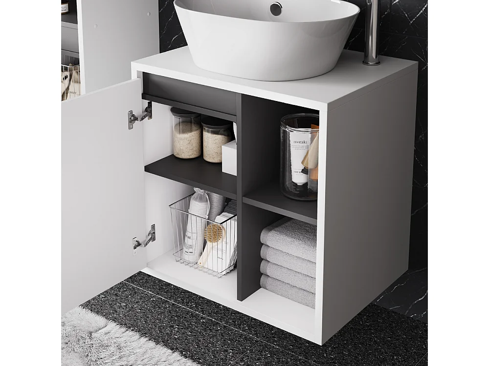 Ensemble de meubles de salle de bains blanc/gris 60x45.5x60 viola