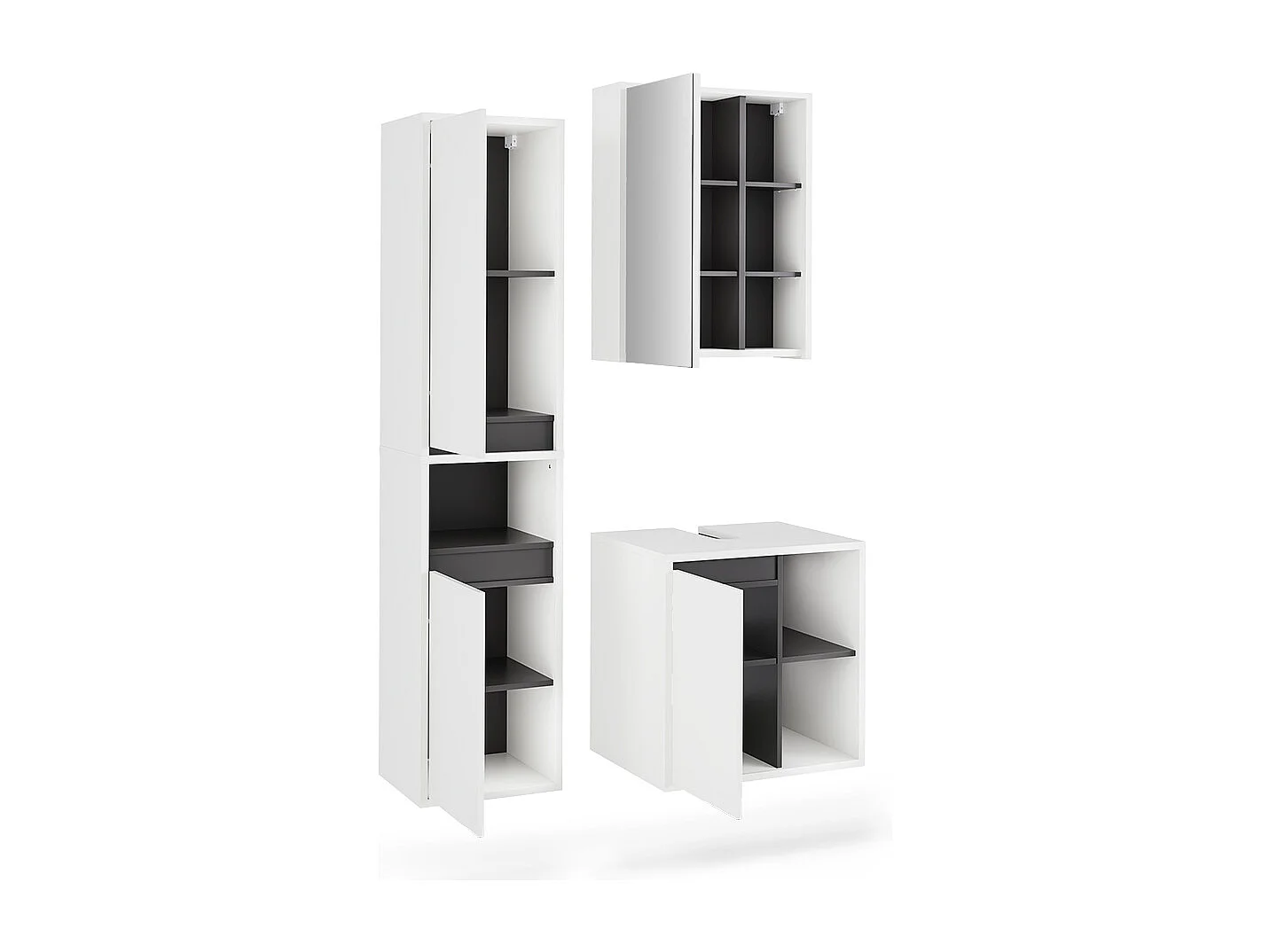 Ensemble de meubles de salle de bains blanc/gris 60x45.5x60 viola