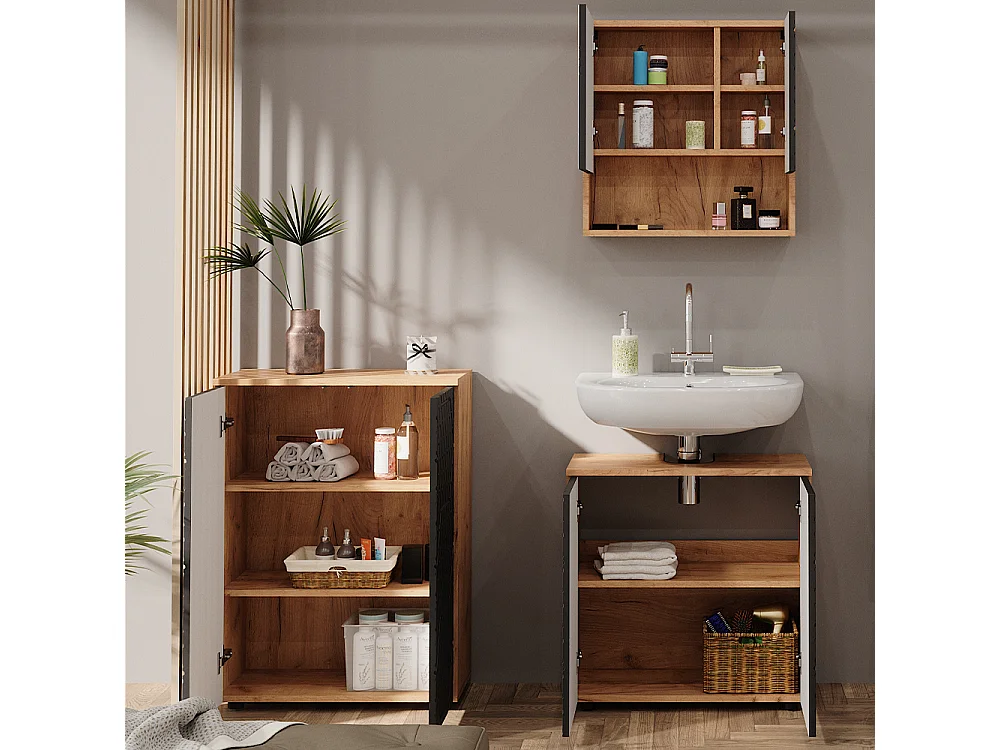 Meubles bain anthracite avec structure en nid dabeille 80x41x58.6 irma