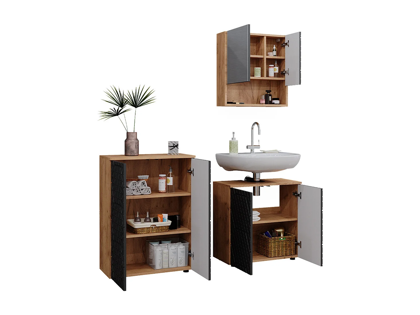 Meubles bain anthracite avec structure en nid dabeille 80x41x58.6 irma