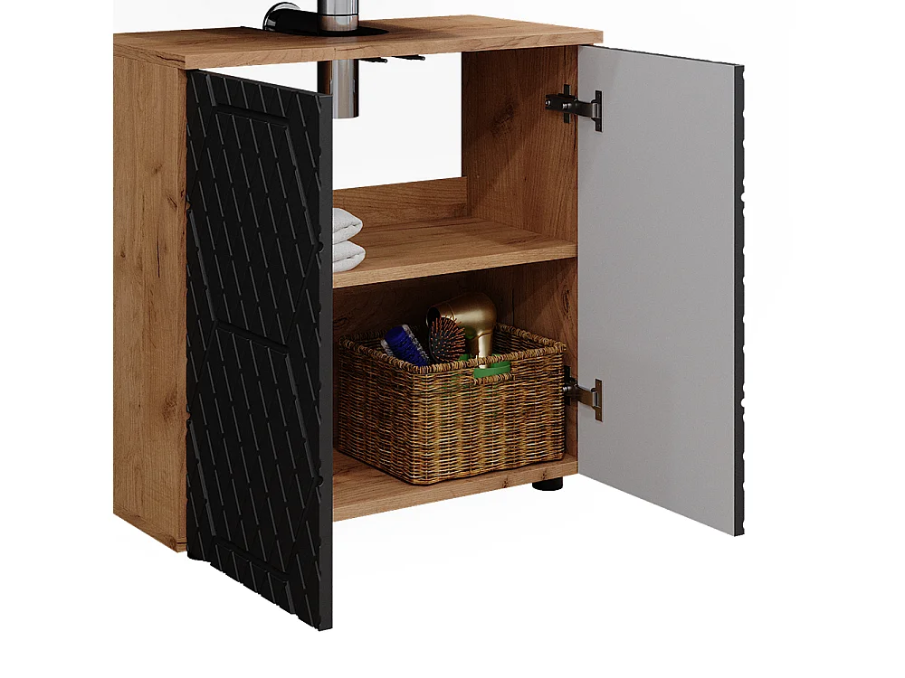 Meubles bain anthracite avec structure en nid dabeille 80x41x58.6 irma