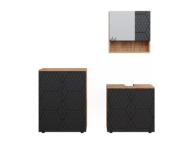 Badmöbel-Set anthrazit mit wabenstruktur 80x41x58.6 irma