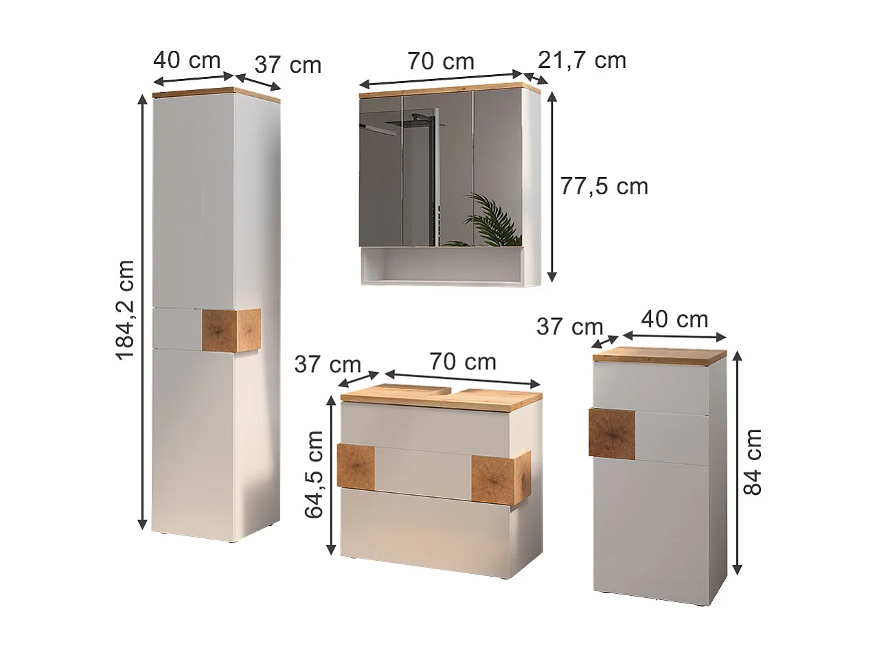 Meubles bain blanc 70x37x64.5 eden
