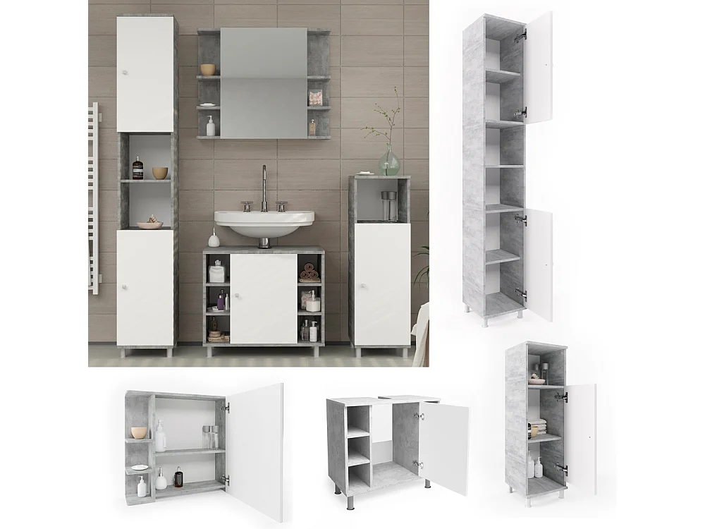 Set mobili bagno calcestruzzo 60x32x54 fynn