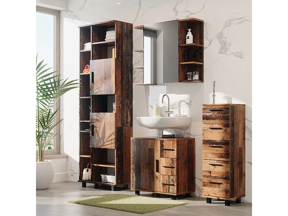 Set di mobili da bagno rovere rustico 60x33x60 ilias