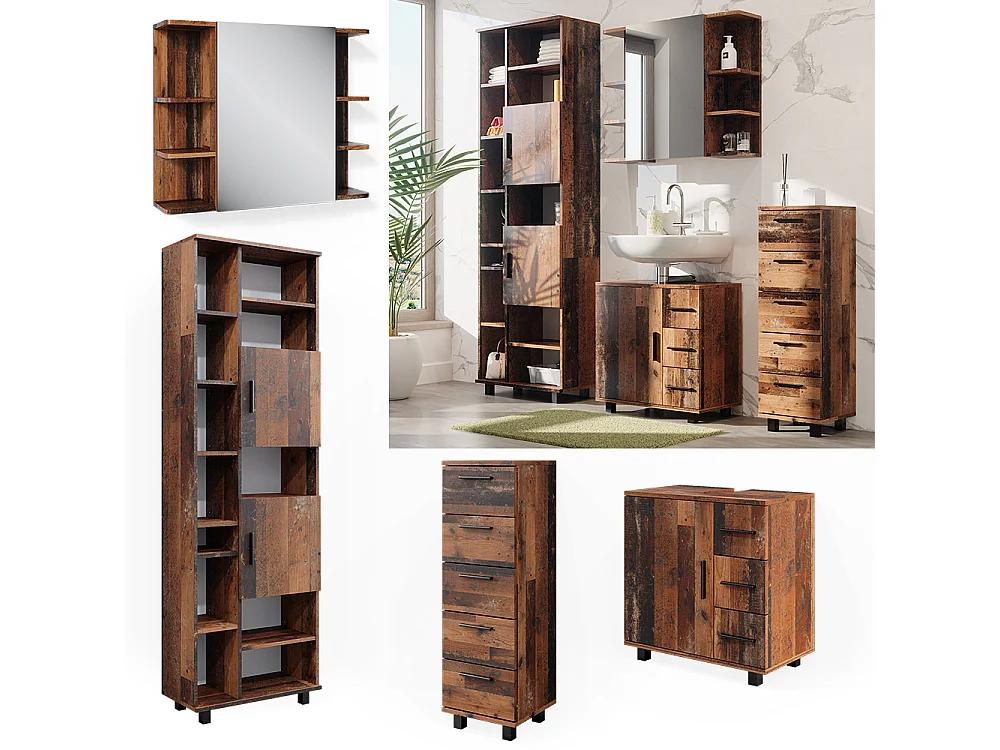 Meubles bain chêne rustique 60x33x60 ilias