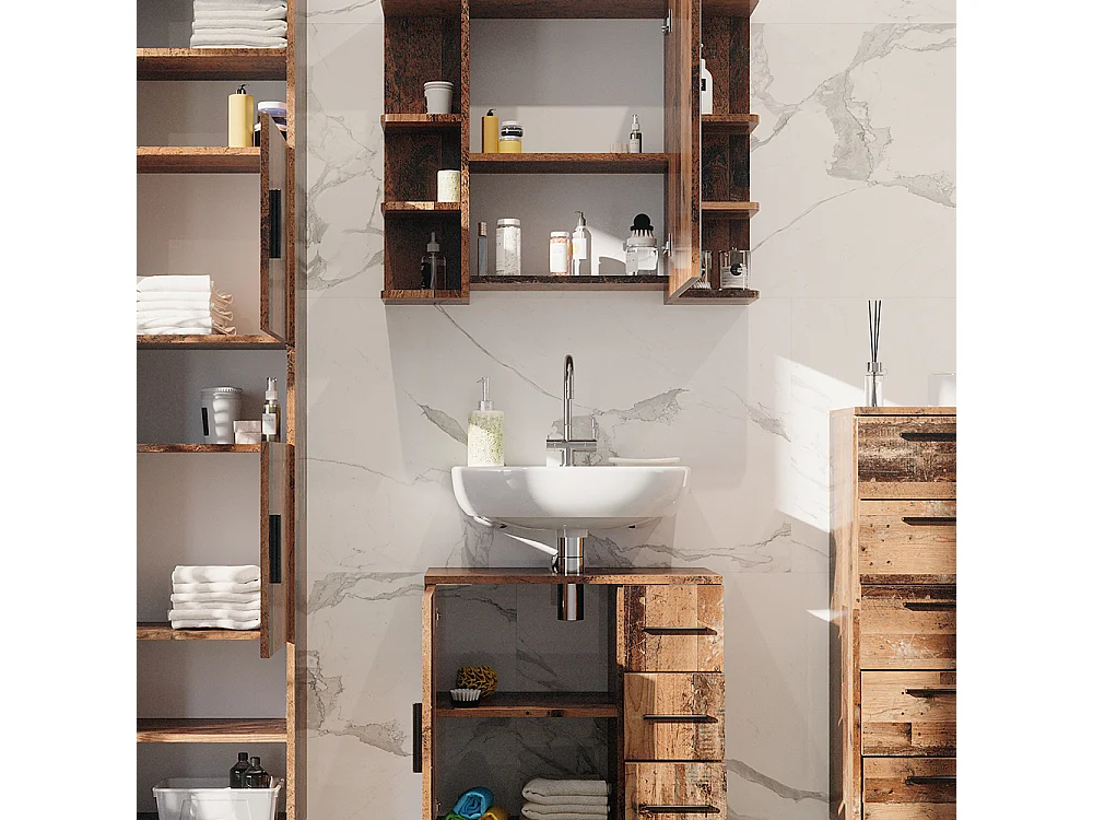 Meubles bain chêne rustique 60x33x60 ilias