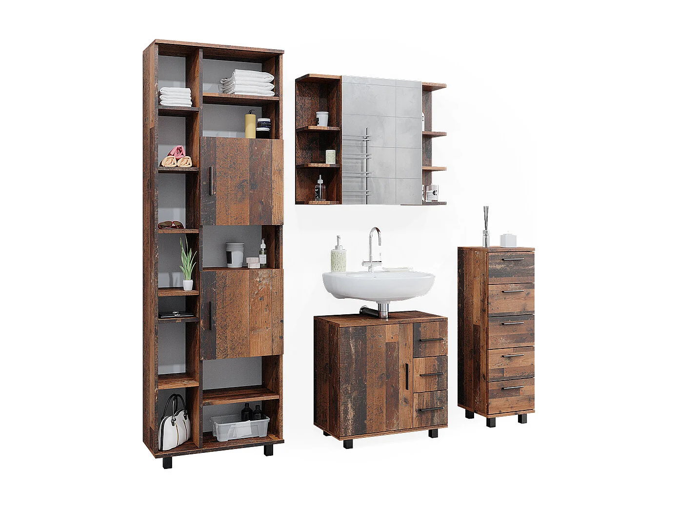 Meubles bain chêne rustique 60x33x60 ilias