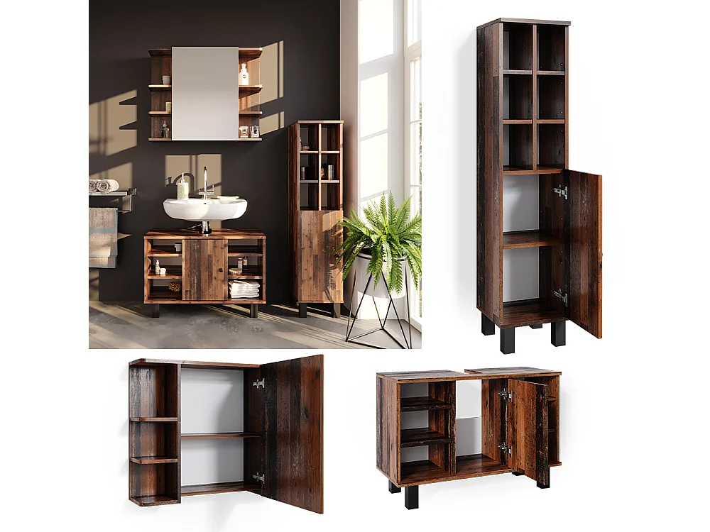 Set mobili bagno rovere rustico 60x32x54 fynn