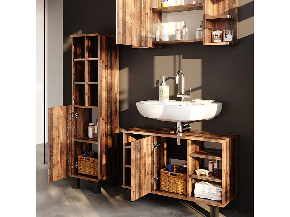 Meubles bain chêne rustique 60x32x54 fynn