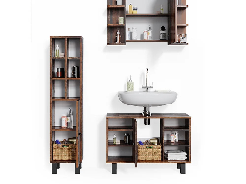 Meubles bain chêne rustique 60x32x54 fynn