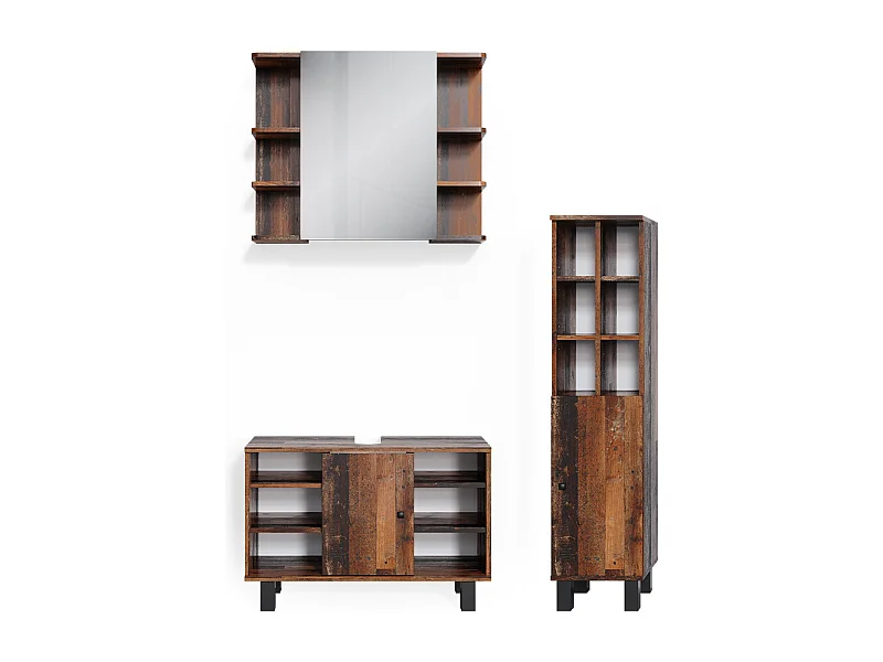 Badmöbel-Set eiche rustikal 60x32x54 fynn