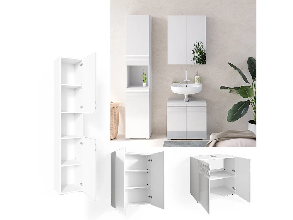 Meubles bain blanc haute brillance 56x34x60 fredd