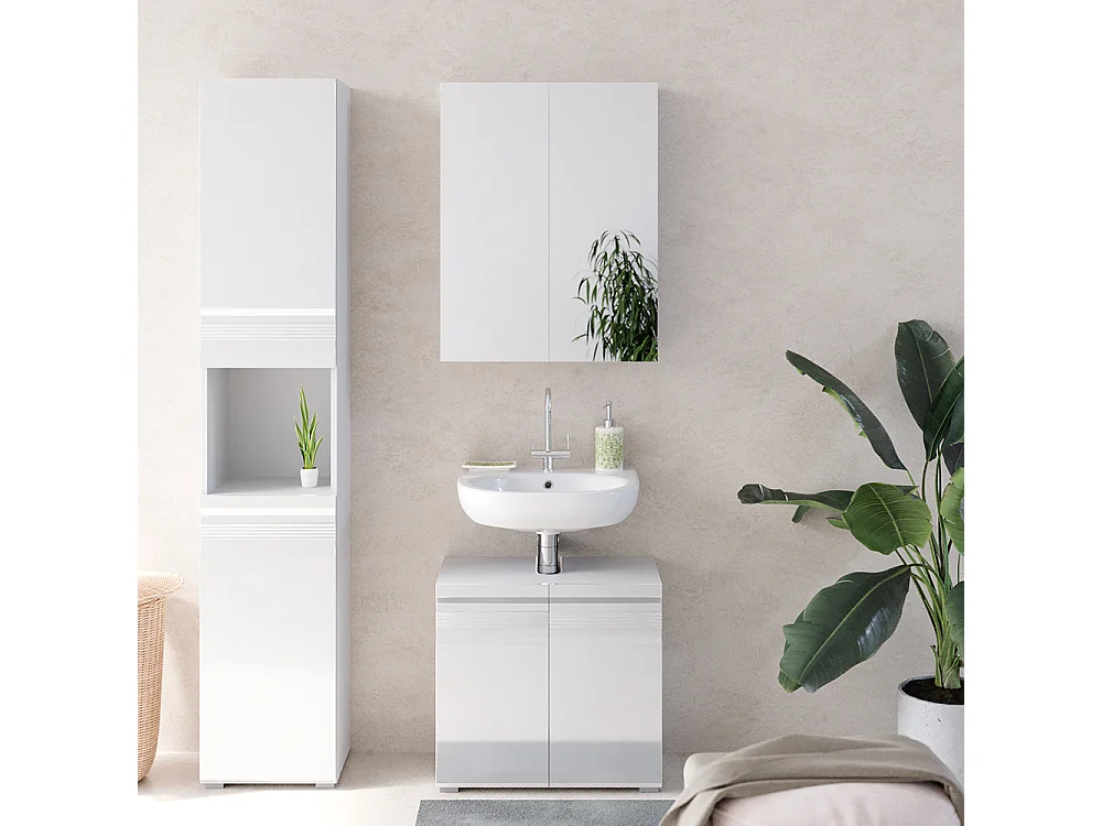 Meubles bain blanc haute brillance 56x34x60 fredd