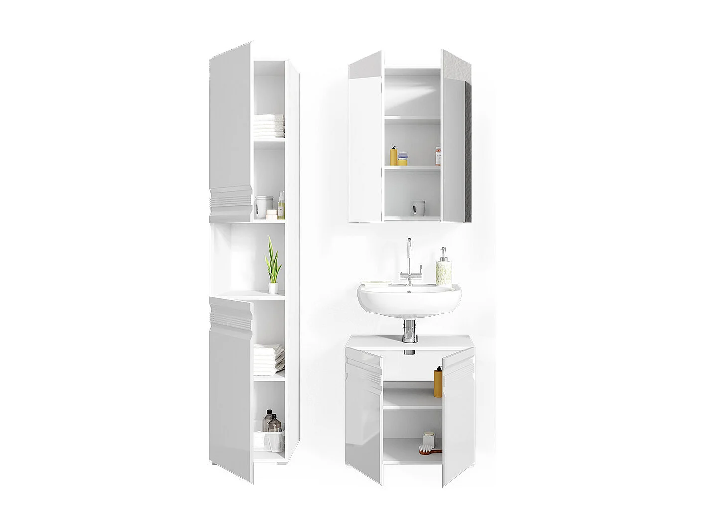 Meubles bain blanc haute brillance 56x34x60 fredd