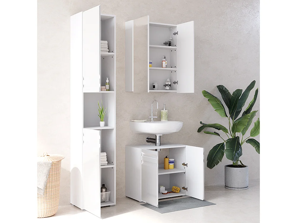 Meubles bain blanc haute brillance 56x34x60 fredd