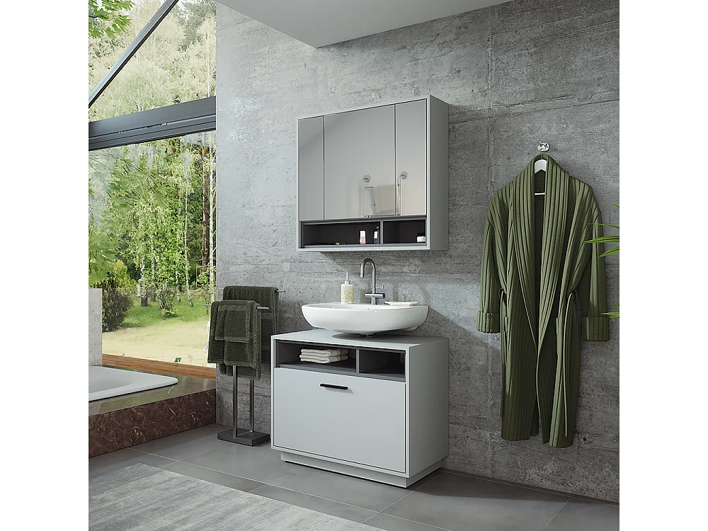 Ensemble de meubles de salle de bains gris/anthracite 80x35x64 beatrice