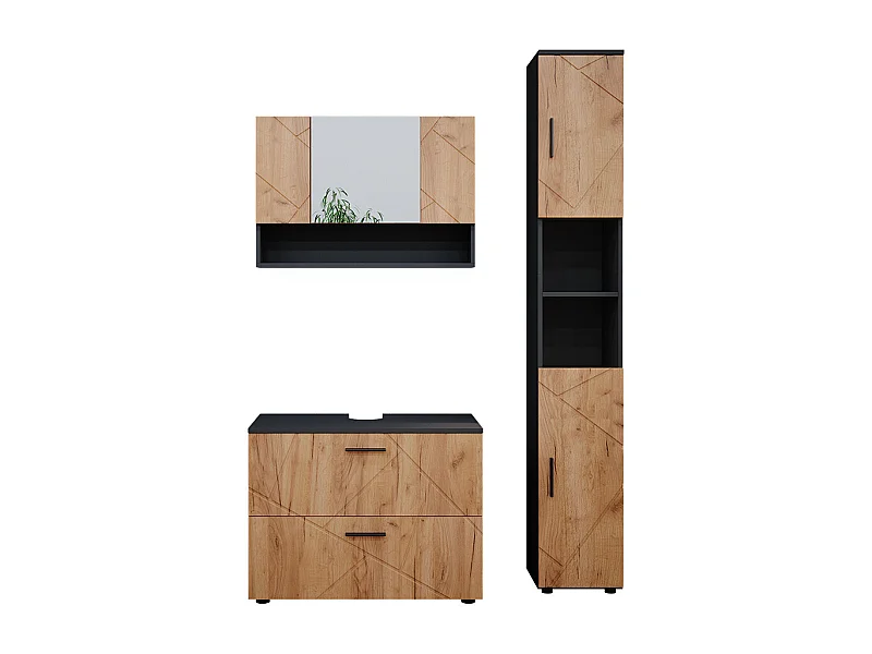 Zestaw mebli łazienkowych złoty dąb power/antracyt 80x41x58.6 irma