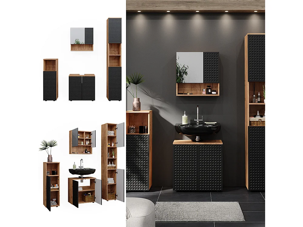 Set mobili bagno antracite puntinato 80x41x58.6 irma