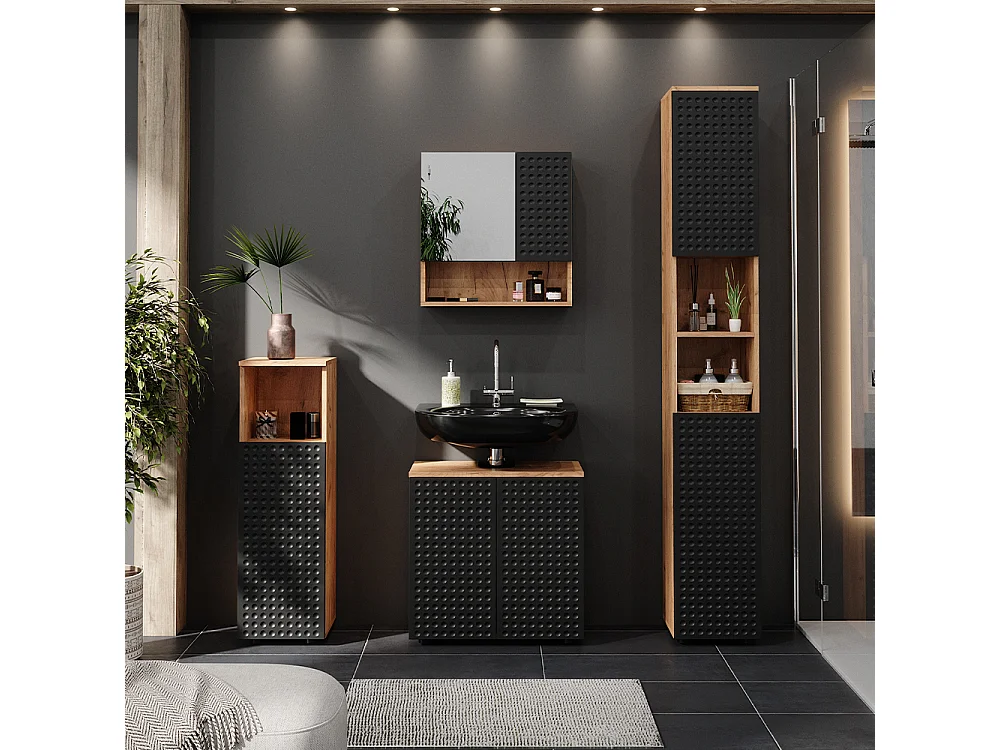 Set mobili bagno antracite puntinato 80x41x58.6 irma