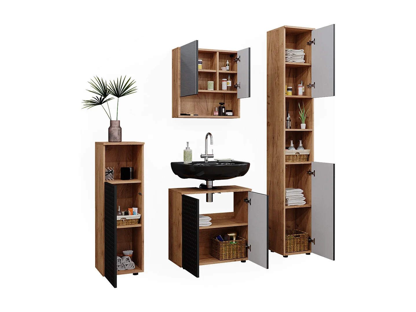 Set mobili bagno antracite puntinato 80x41x58.6 irma