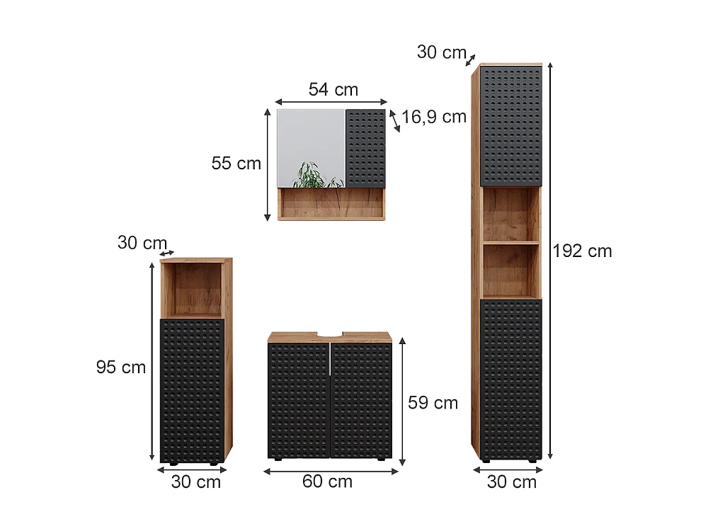 Badmöbel-Set anthrazit gepunktet 80x41x58.6 irma