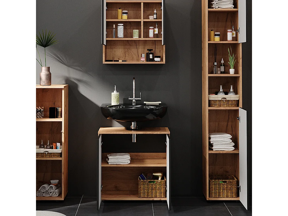 Badmöbel-Set anthrazit gepunktet 80x41x58.6 irma