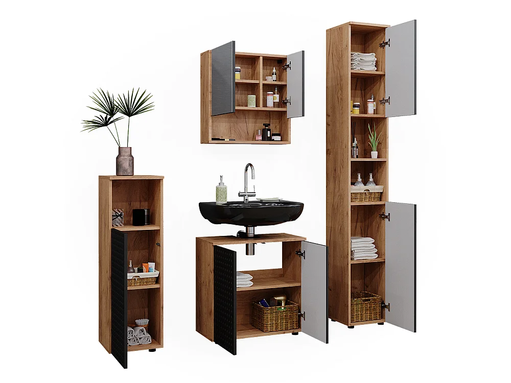Badmöbel-Set anthrazit gepunktet 80x41x58.6 irma