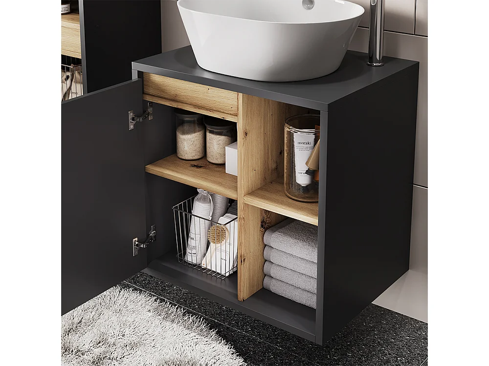 Ensemble de meubles de salle de bains gris/artisan 60x45.5x60 viola