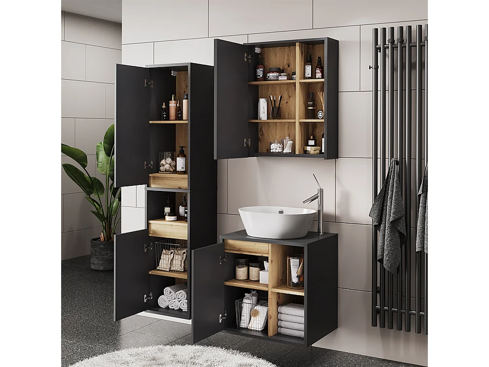 Ensemble de meubles de salle de bains gris/artisan 60x45.5x60 viola