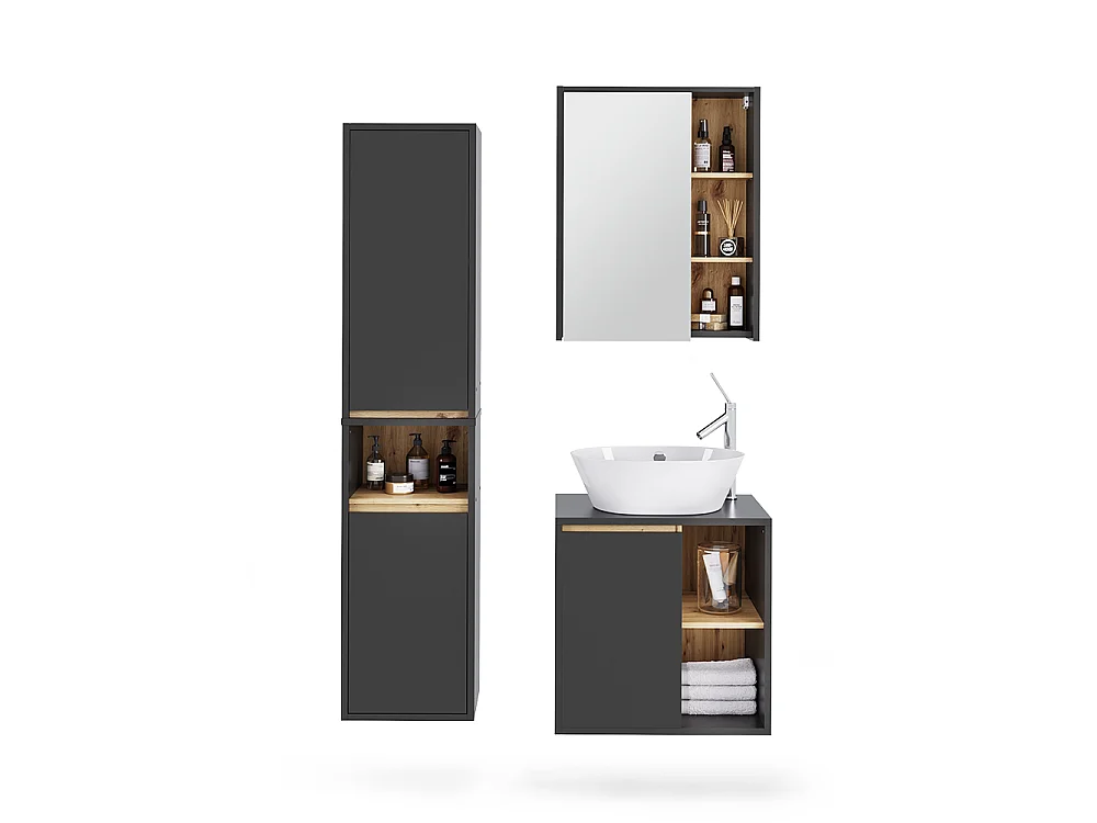 Ensemble de meubles de salle de bains gris/artisan 60x45.5x60 viola