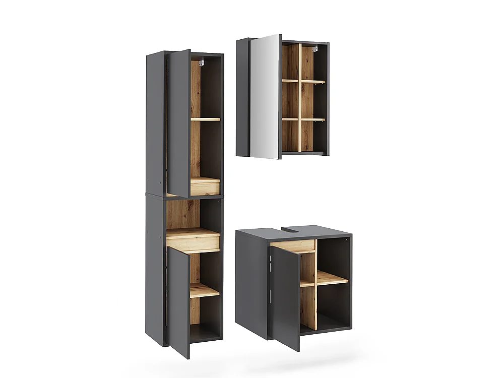 Ensemble de meubles de salle de bains gris/artisan 60x45.5x60 viola
