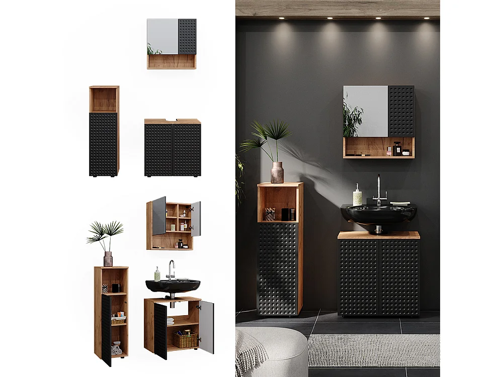 Meubles bain anthracite à pois 80x41x58.6 irma