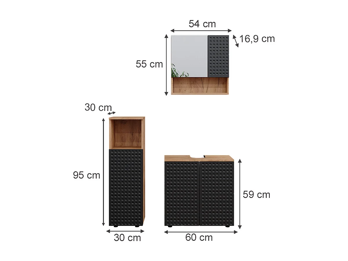 Meubles bain anthracite à pois 80x41x58.6 irma
