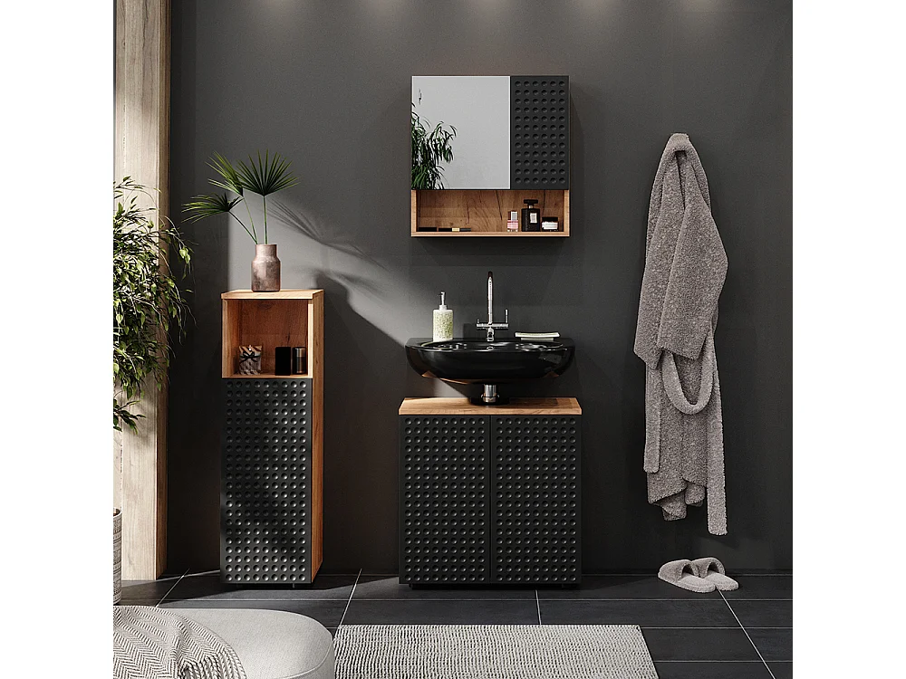 Meubles bain anthracite à pois 80x41x58.6 irma