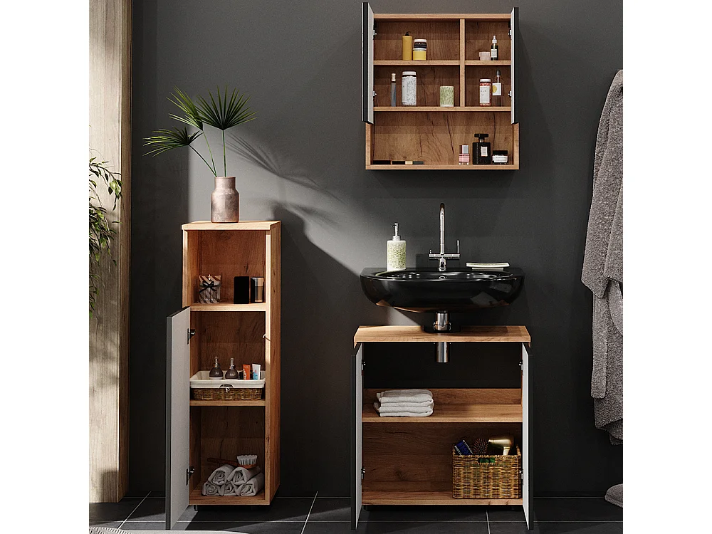 Meubles bain anthracite à pois 80x41x58.6 irma