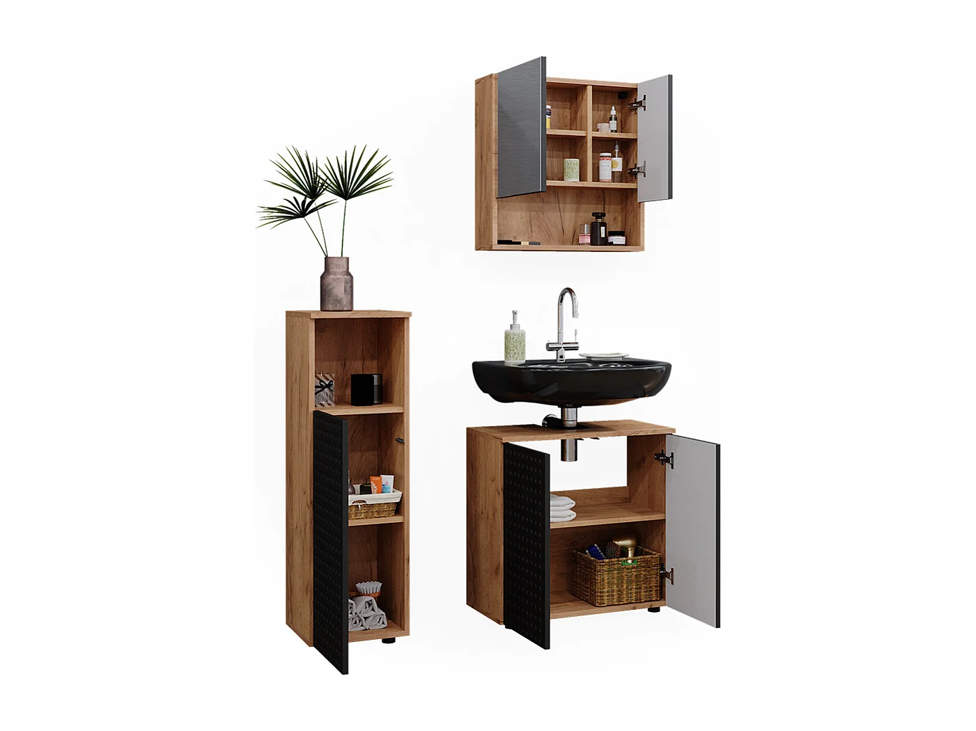 Meubles bain anthracite à pois 80x41x58.6 irma