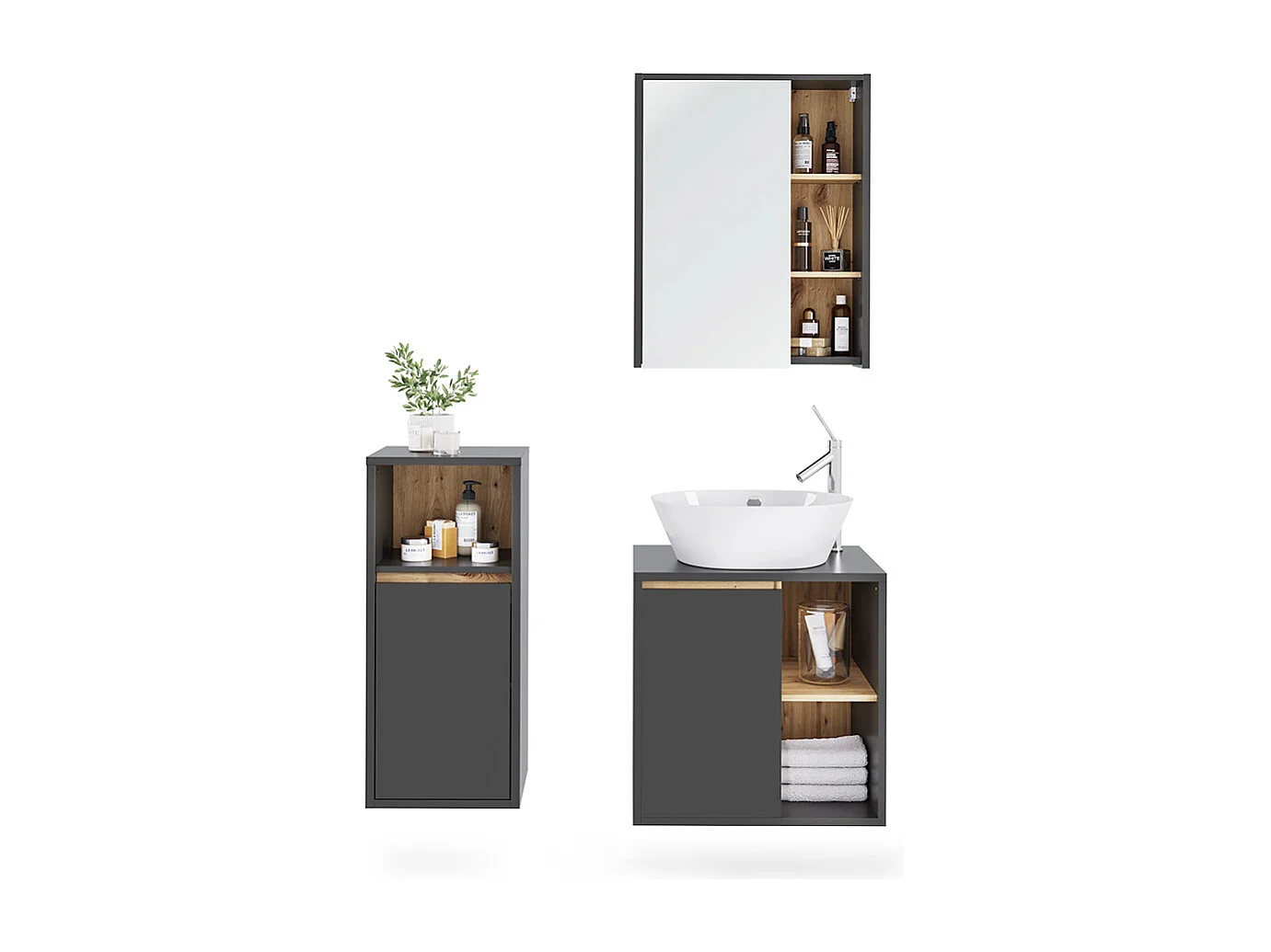 Set di mobili da bagno grigio/artisan 60x45.5x60 viola