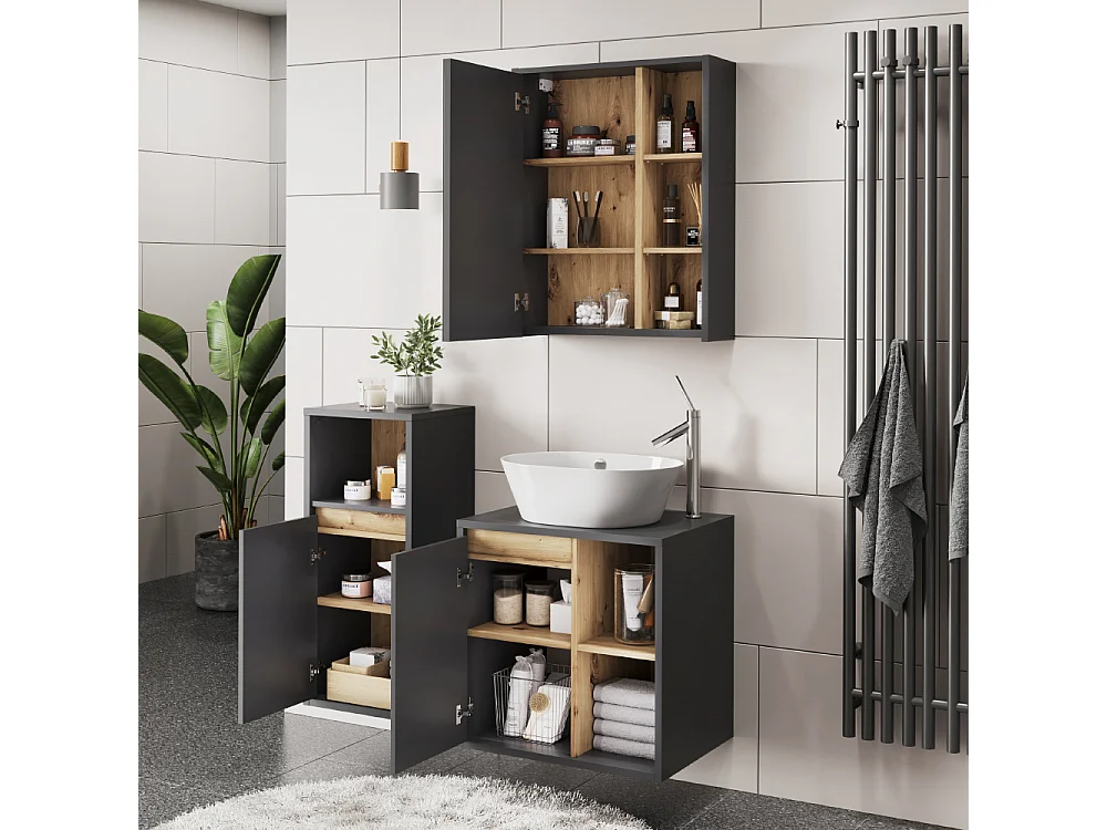 Ensemble de meubles de salle de bains gris/artisan 60x45.5x60 viola