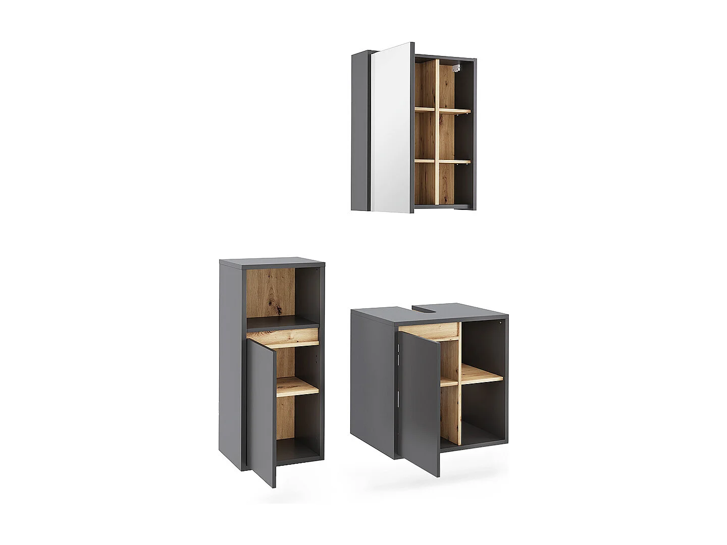 Ensemble de meubles de salle de bains gris/artisan 60x45.5x60 viola