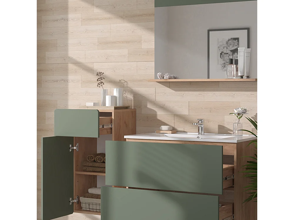 Set di mobili da bagno goldkraft rovere/verde 80x46x59.3 izan