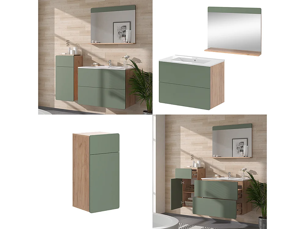 Set di mobili da bagno goldkraft rovere/verde 80x46x59.3 izan