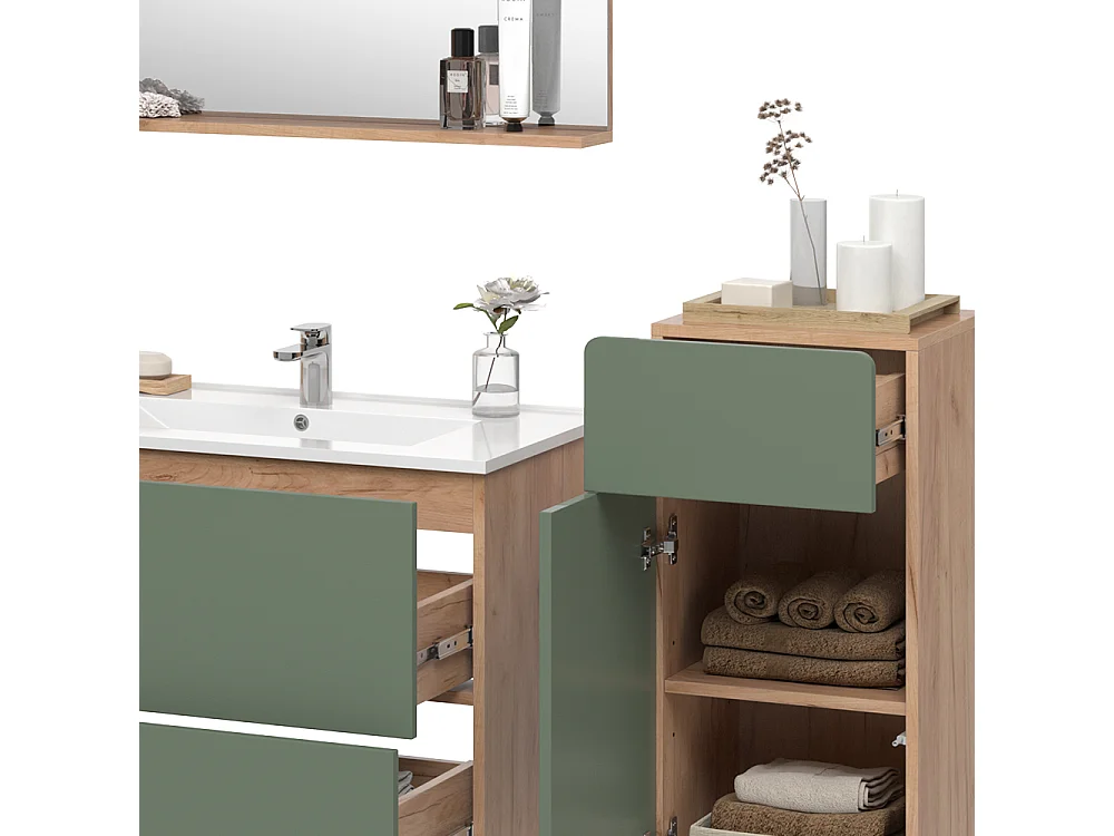 Ensemble de meubles de salle de bains force dor chêne/vert 80x46x59.3 izan