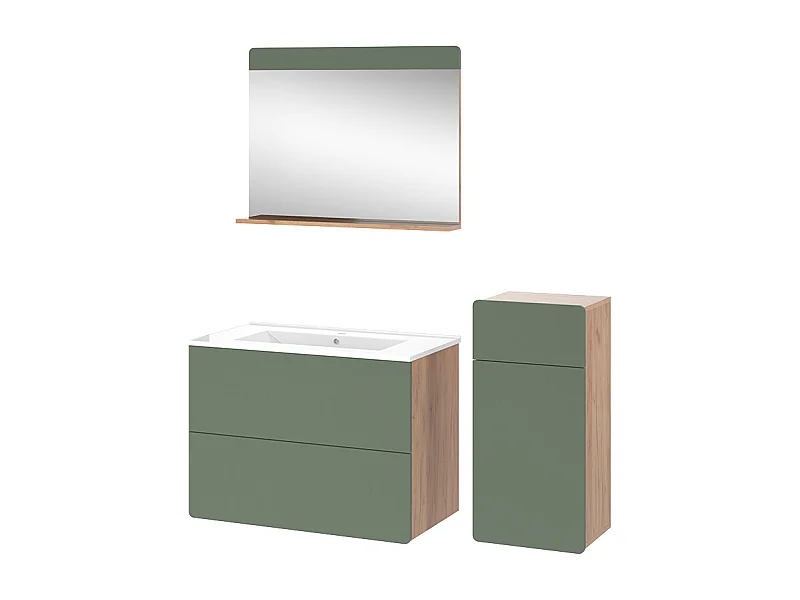 Ensemble de meubles de salle de bains force dor chêne/vert 80x46x59.3 izan