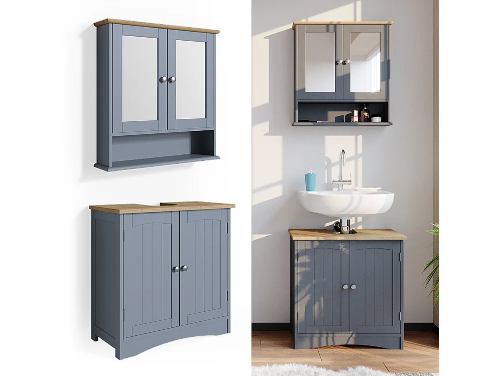 Badmöbel-Set grau 60x30x60 bianco