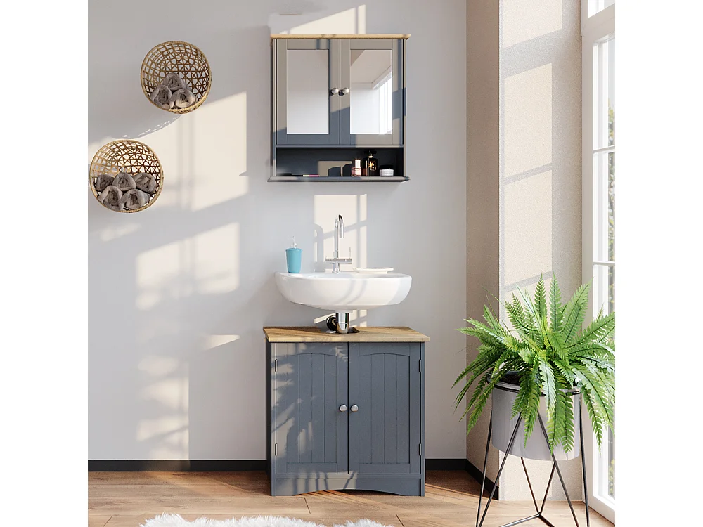 Badmöbel-Set grau 60x30x60 bianco