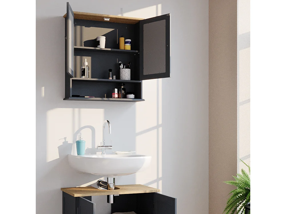 Zestaw mebli łazienkowych szary 60x30x60 bianco