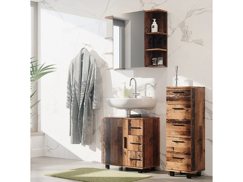 Set di mobili da bagno rovere rustico 60x33x60.8 ilias